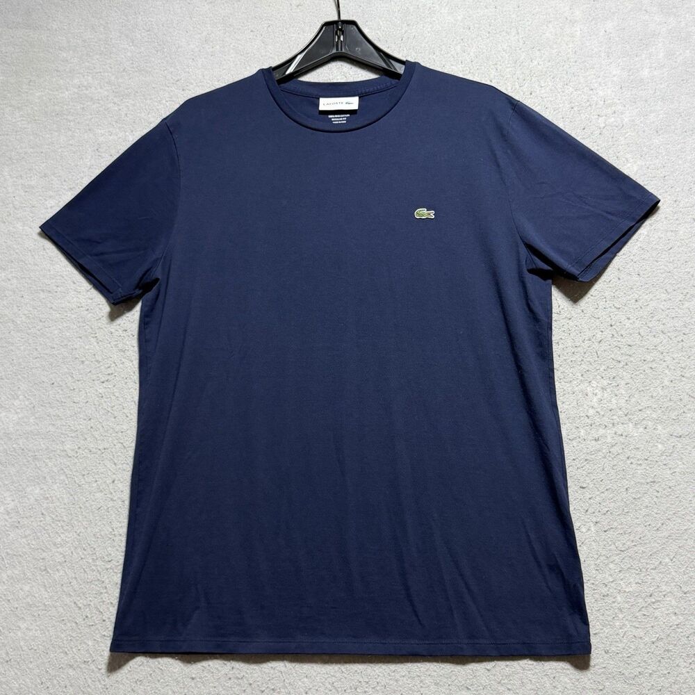 Lacoste T-Shirt Mens Size XL Blue Short Sleeve 100% Pima Cotton Shirt Top